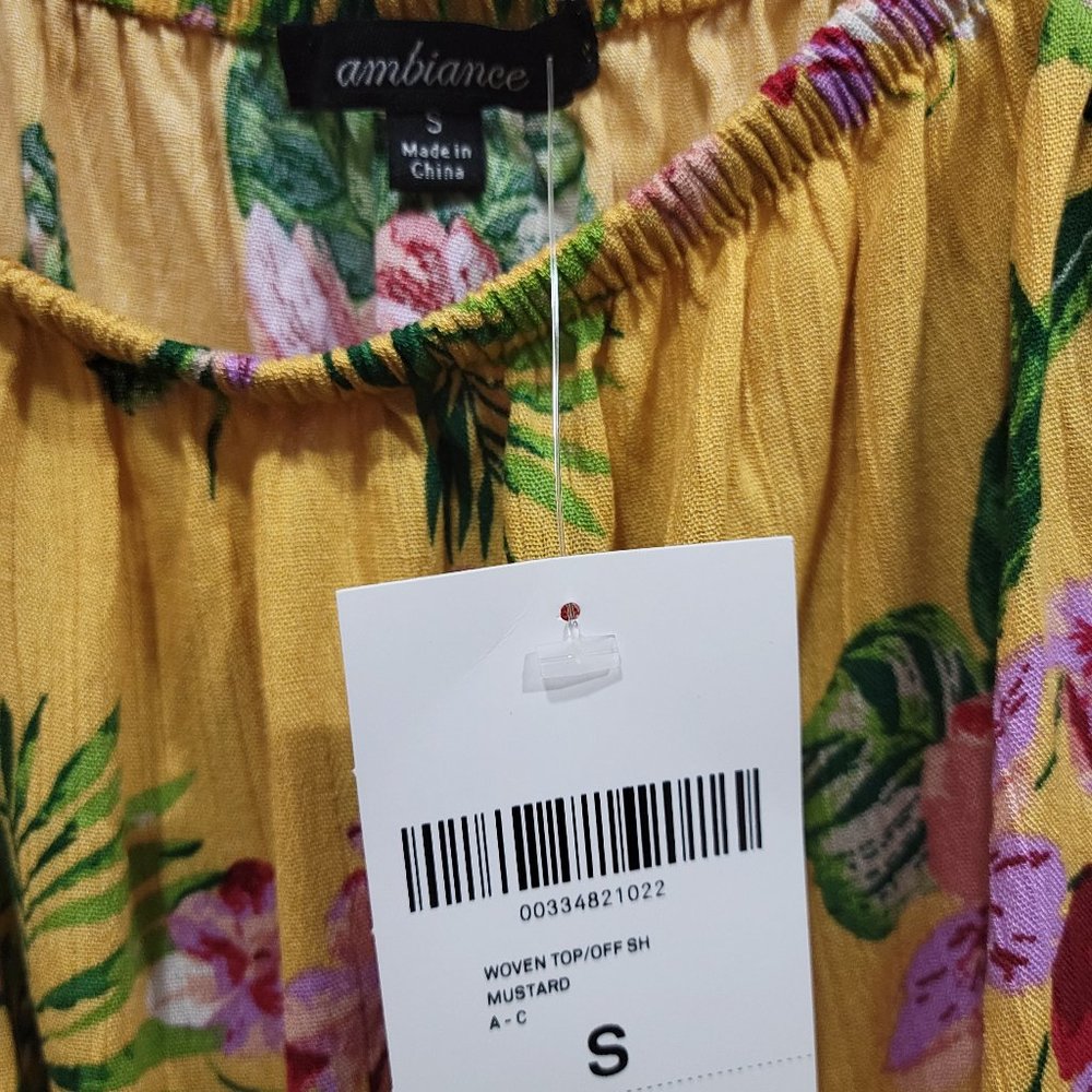 Forever 21 Yellow Off Shoulder Cropped Blouse Size S - NWT - Picture 3 of 5